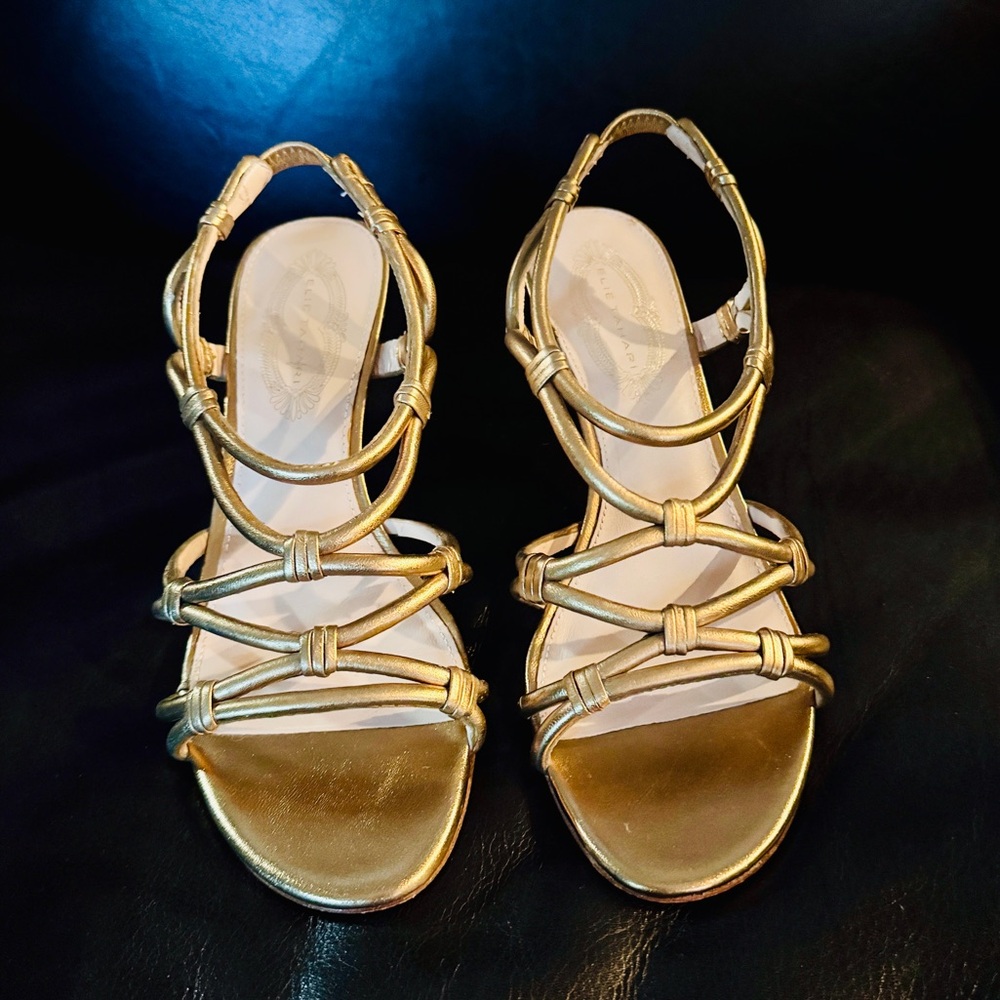 Elie Tahari Gold Strappy Heels 7